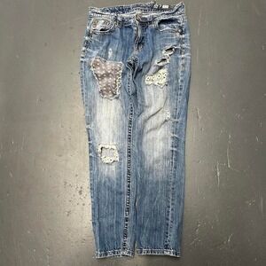 Vintage grunge women's y2k Miss me slim fit patchwork denim jeans pants